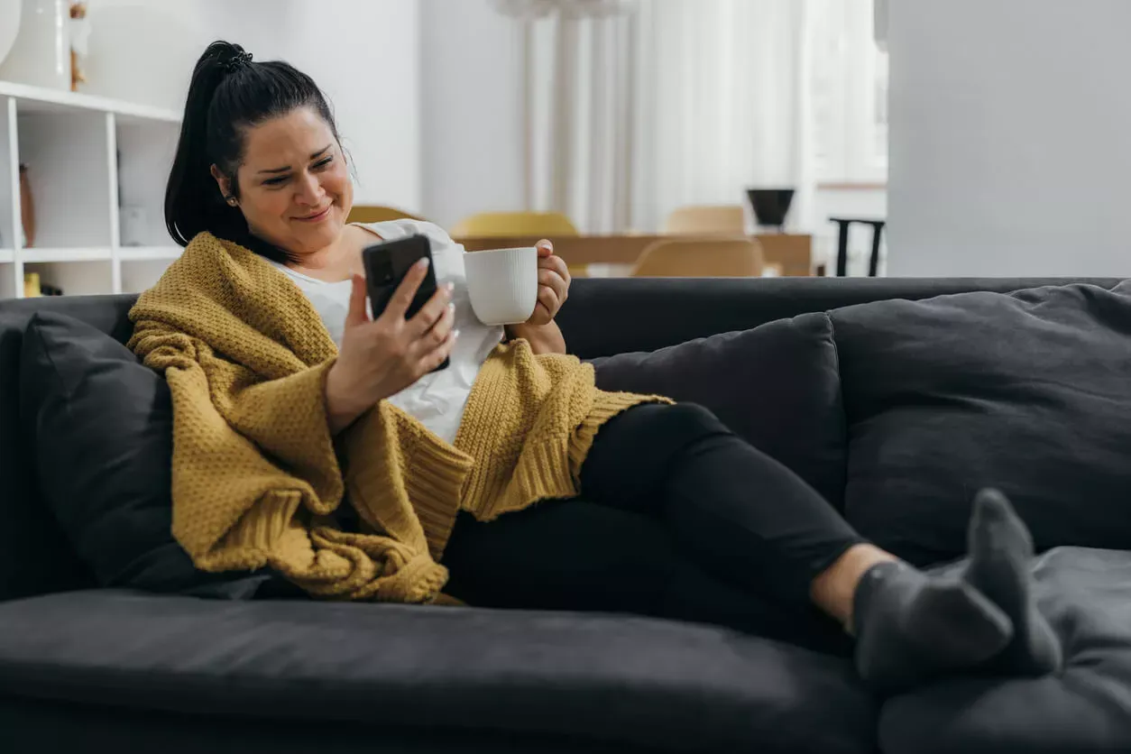 Woman on video call